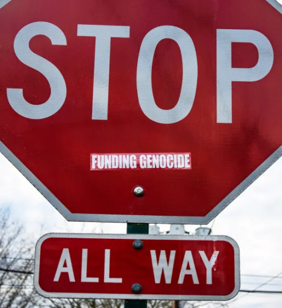 Stop Funding Genocide Stop Sign Sticker