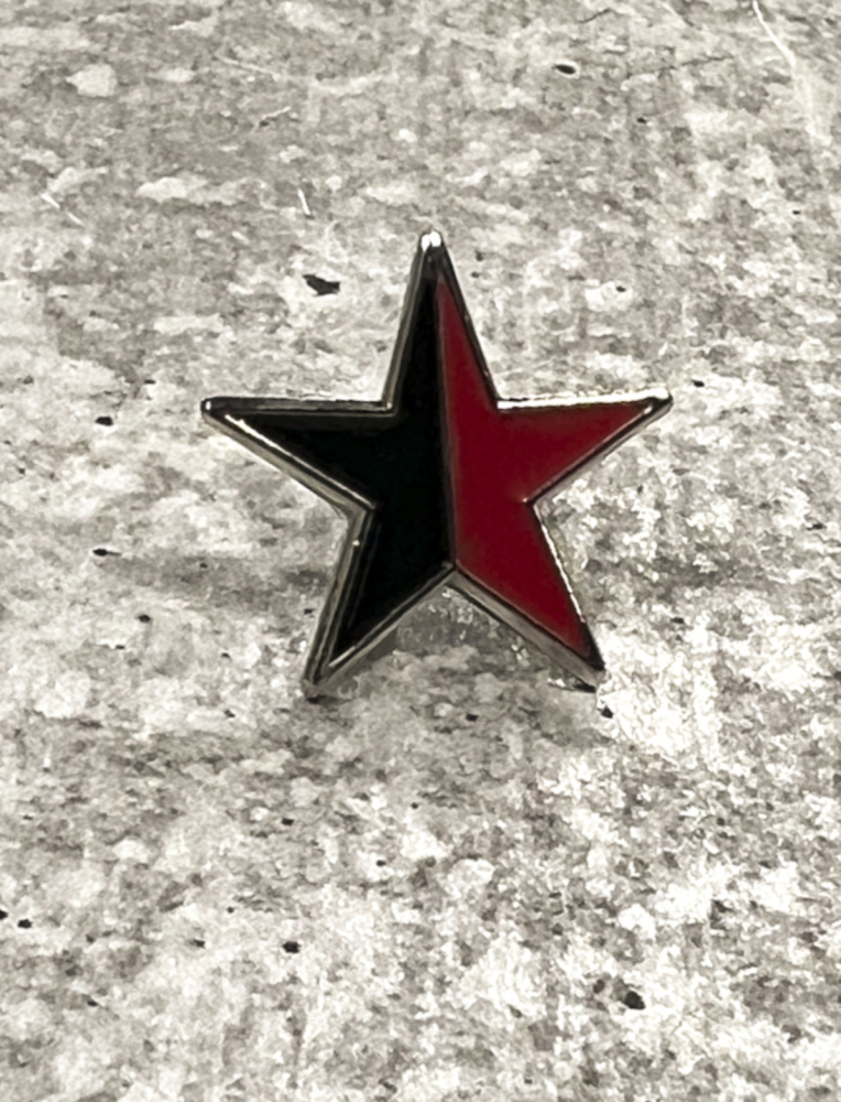 Black and Red Star Enamel Pin
