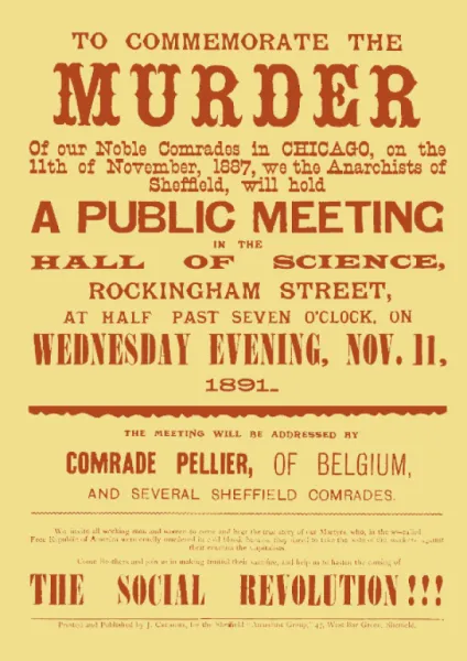 Poster - Sheffield Anarchist Chicago Commemoration 1891