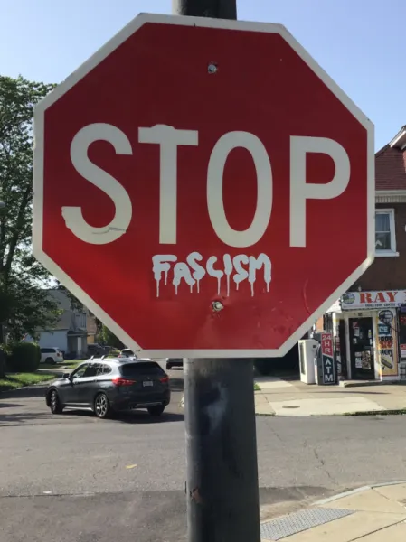 Stop Fascism Stop Sign Sticker